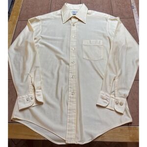 Vtg 60s 70s Yellow Disco Shirt Qiana DuPont Nylon Mod Mens Sz 15.5‎ 32/33 Dagger